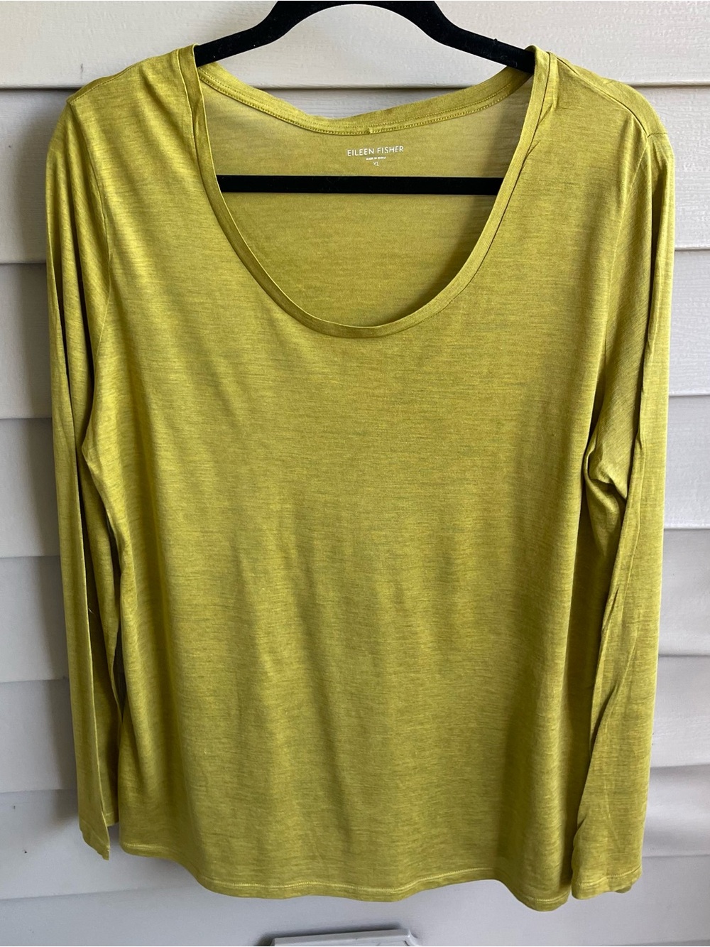 Eileen Fisher Silk Cotton Blend Long-Sleeve Shirt Grean Size XL Basic Capsule